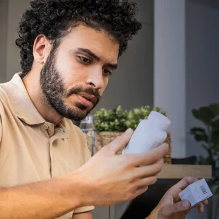 Man holds a prescription medication container