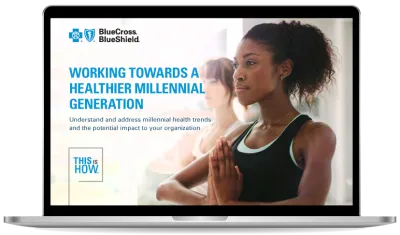 Achieving Better Millennial Health eBook displayed on laptop