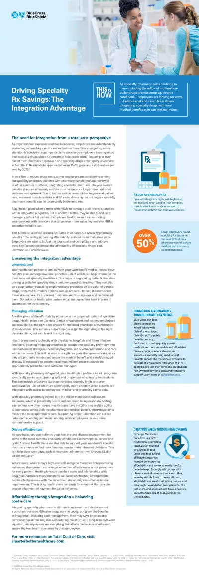 Screenshot of mini-white paper Driving Specialty Rx Savings: The Integration Advantage
