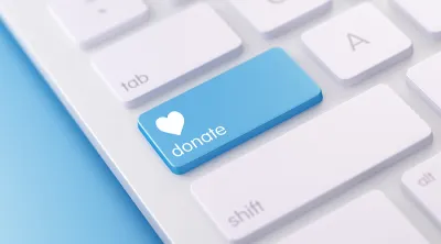 Keyboard with donation button to support BCBSLA's COVID-19 response online charity portal