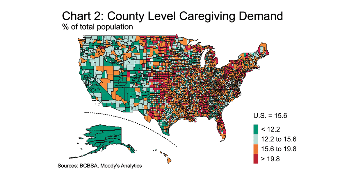Chart 2: County-level caregiving demand