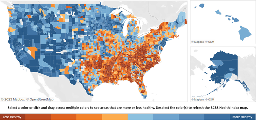  Screenshot of the interactive BCBS Health Index map