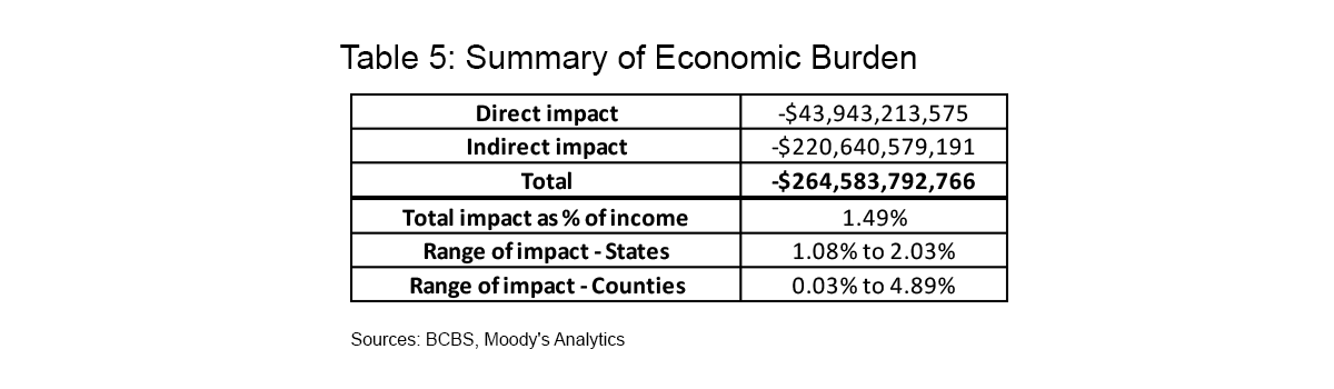 Table 5: Summary of Economic Burden