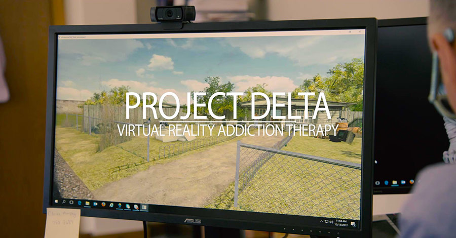 Introduction screen to Project Delta Virtual Reality Addiction Therapy 